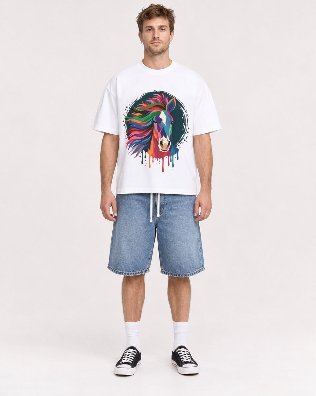 Mockup Boxy Heavyweight Tee White male full-body 08