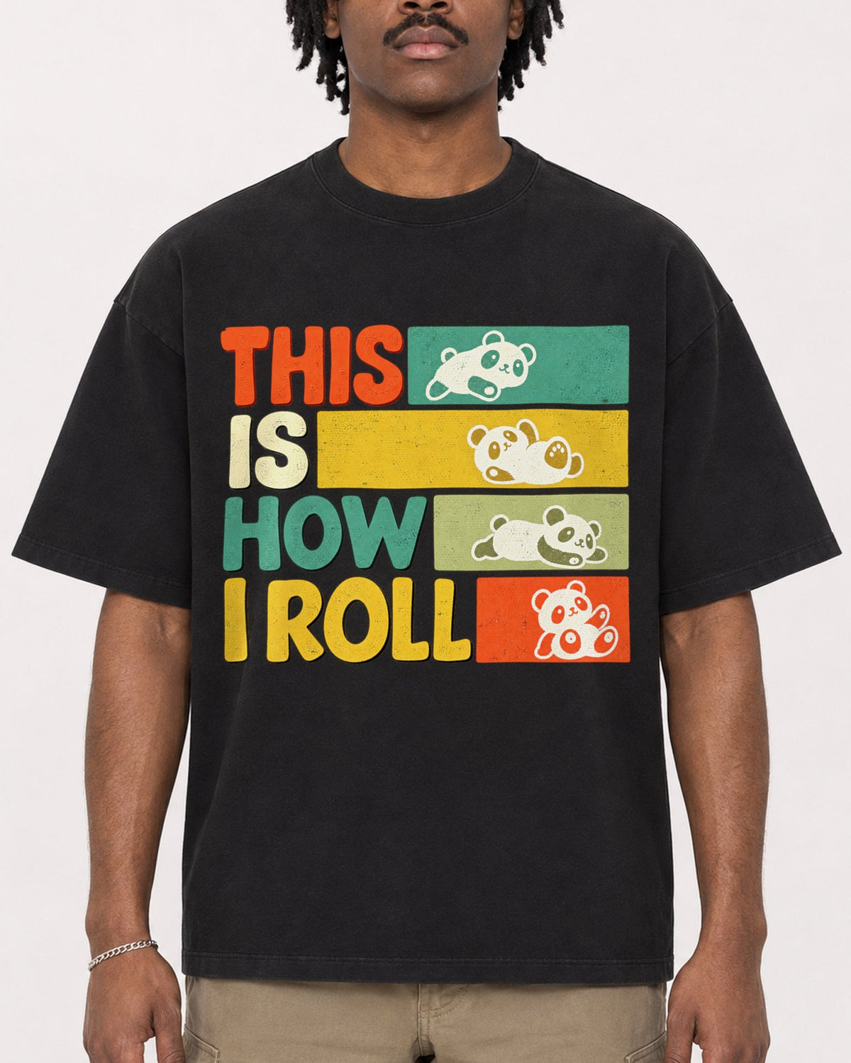 Mockup Boxy Heavyweight Tee Black male close-up 04