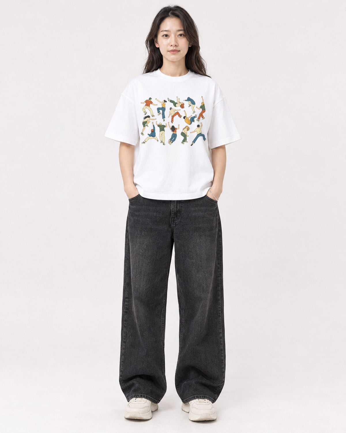 Mockup Boxy Heavyweight Tee White female full-body 03