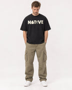 Mockup Boxy Heavyweight Tee Black male full-body 08