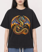 Mockup Boxy Heavyweight Tee Black female close-up 01