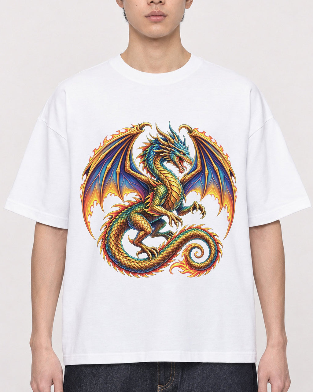 Mockup Boxy Heavyweight Tee White male close-up 01
