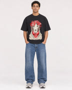 Mockup Boxy Heavyweight Tee Black male full-body 10
