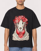 Mockup Boxy Heavyweight Tee Black male close-up 10