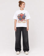 Mockup Boxy Heavyweight Tee White female full-body 28