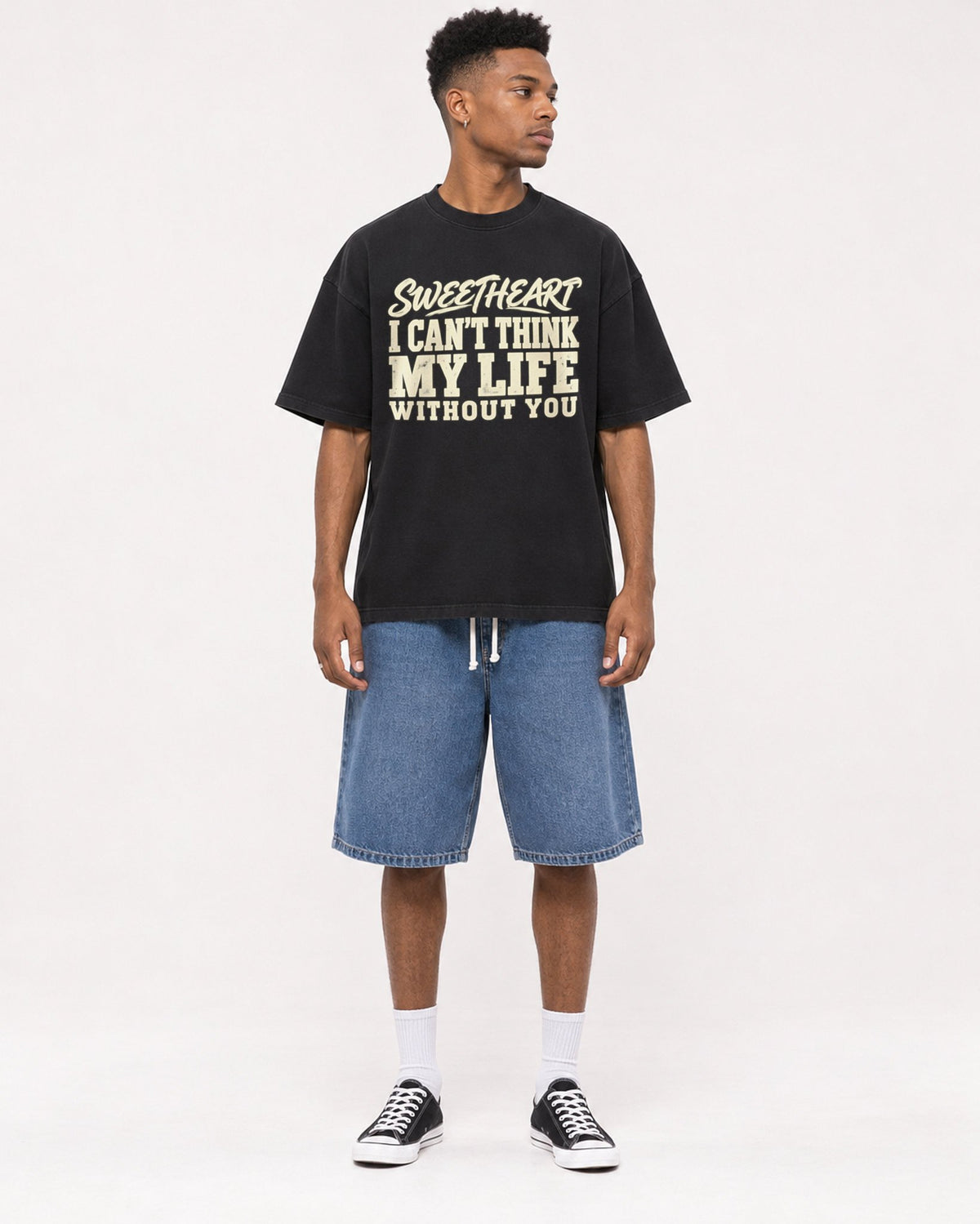 Mockup Boxy Heavyweight Tee Black male full-body 15