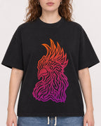 Mockup Boxy Heavyweight Tee Black female close-up 09