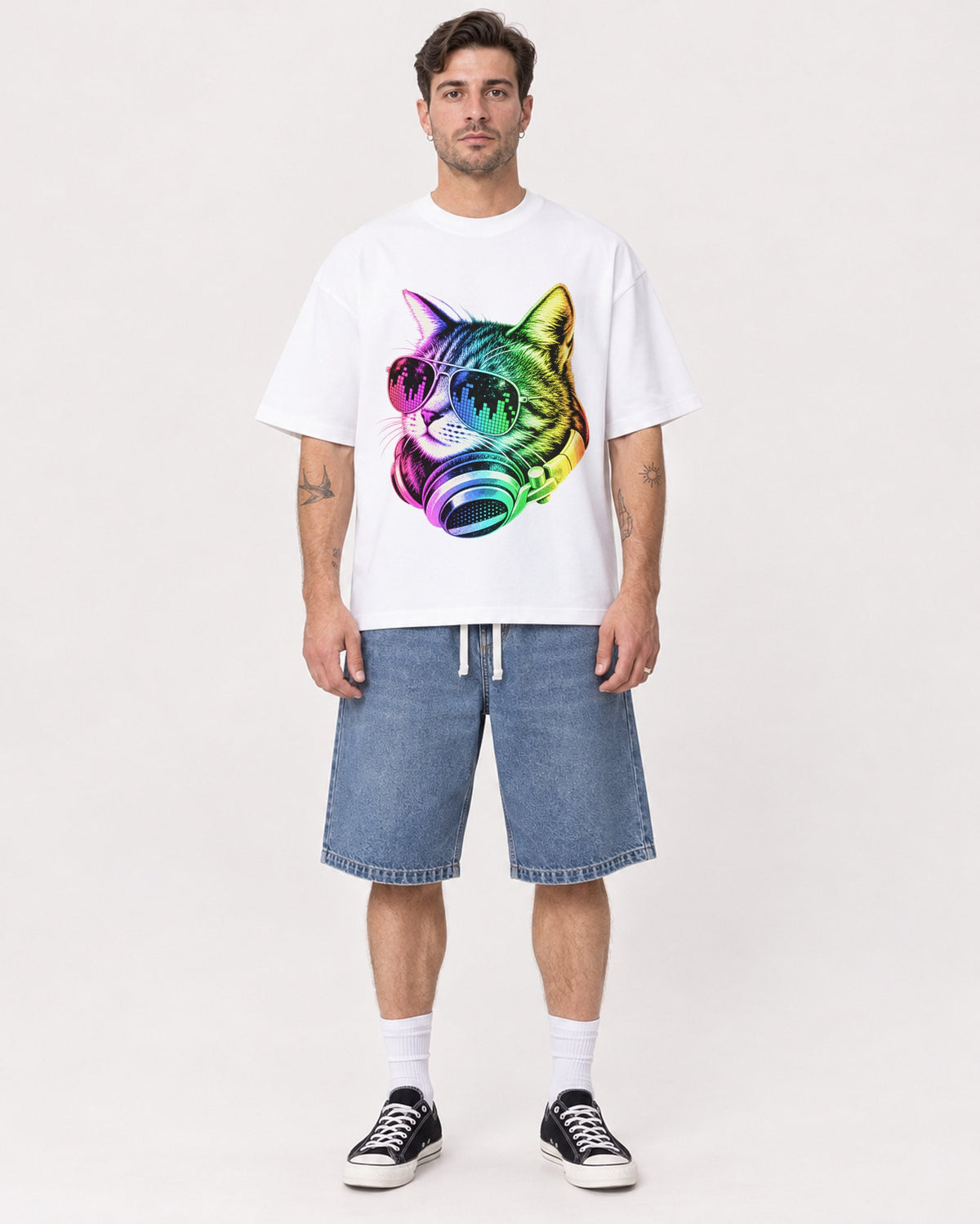 Mockup Boxy Heavyweight Tee White male full-body 48