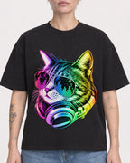 Mockup Boxy Heavyweight Tee Black female close-up 48