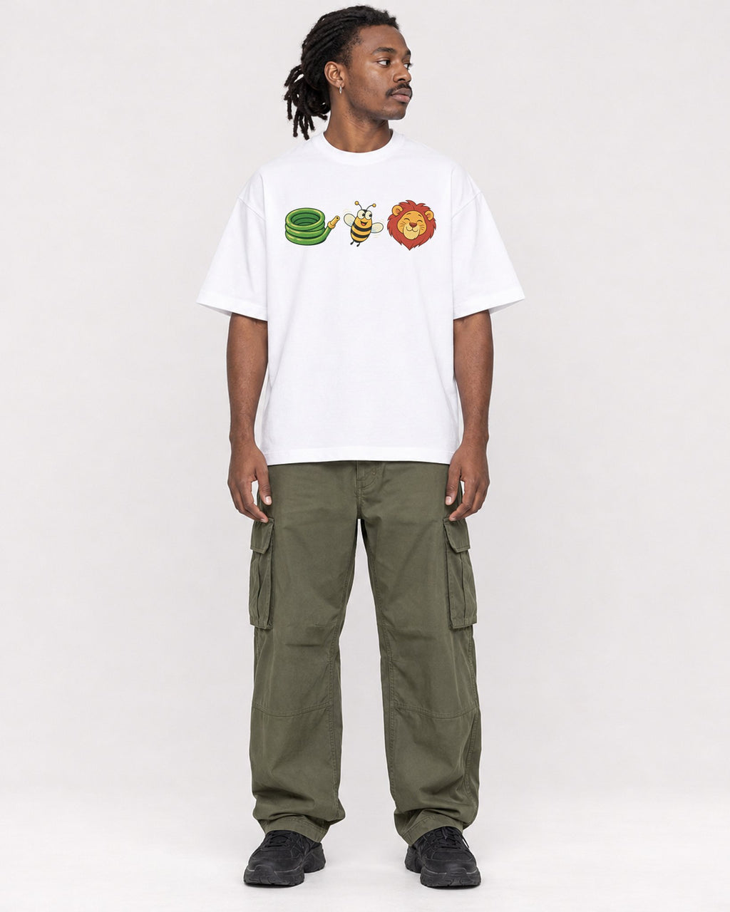Mockup Boxy Heavyweight Tee White male full-body 34