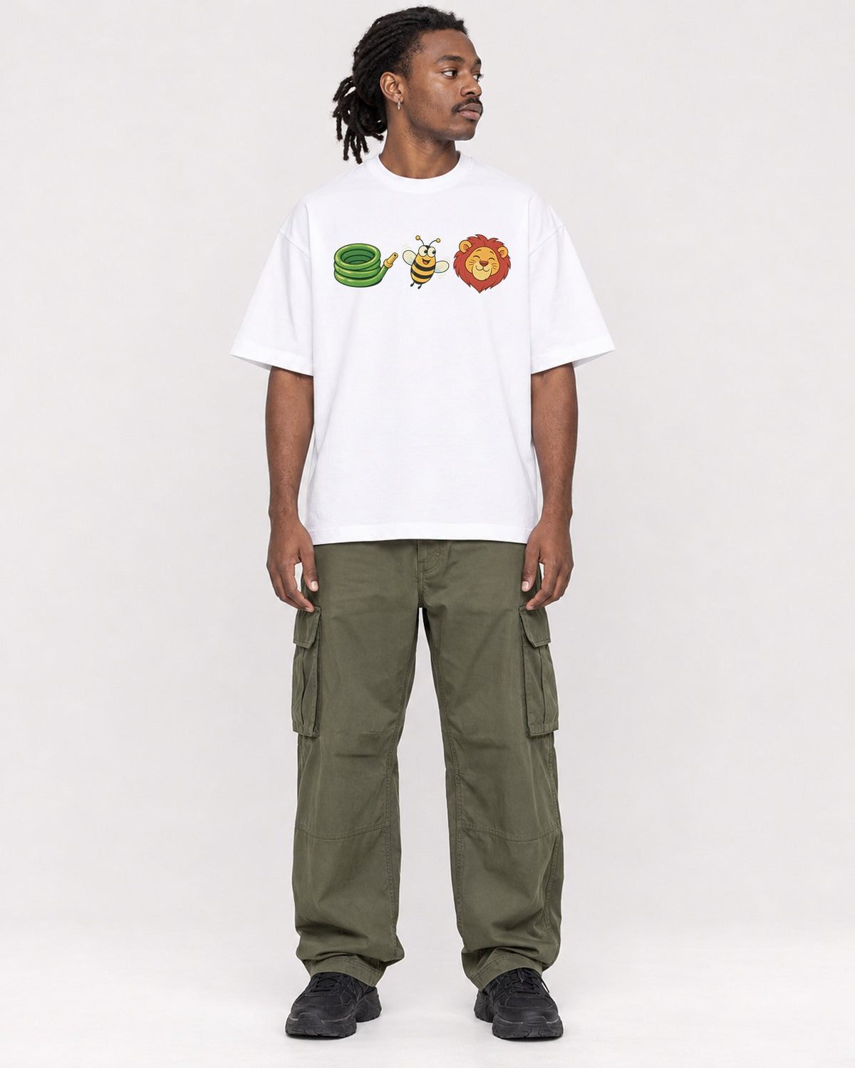 Mockup Boxy Heavyweight Tee White male full-body 34
