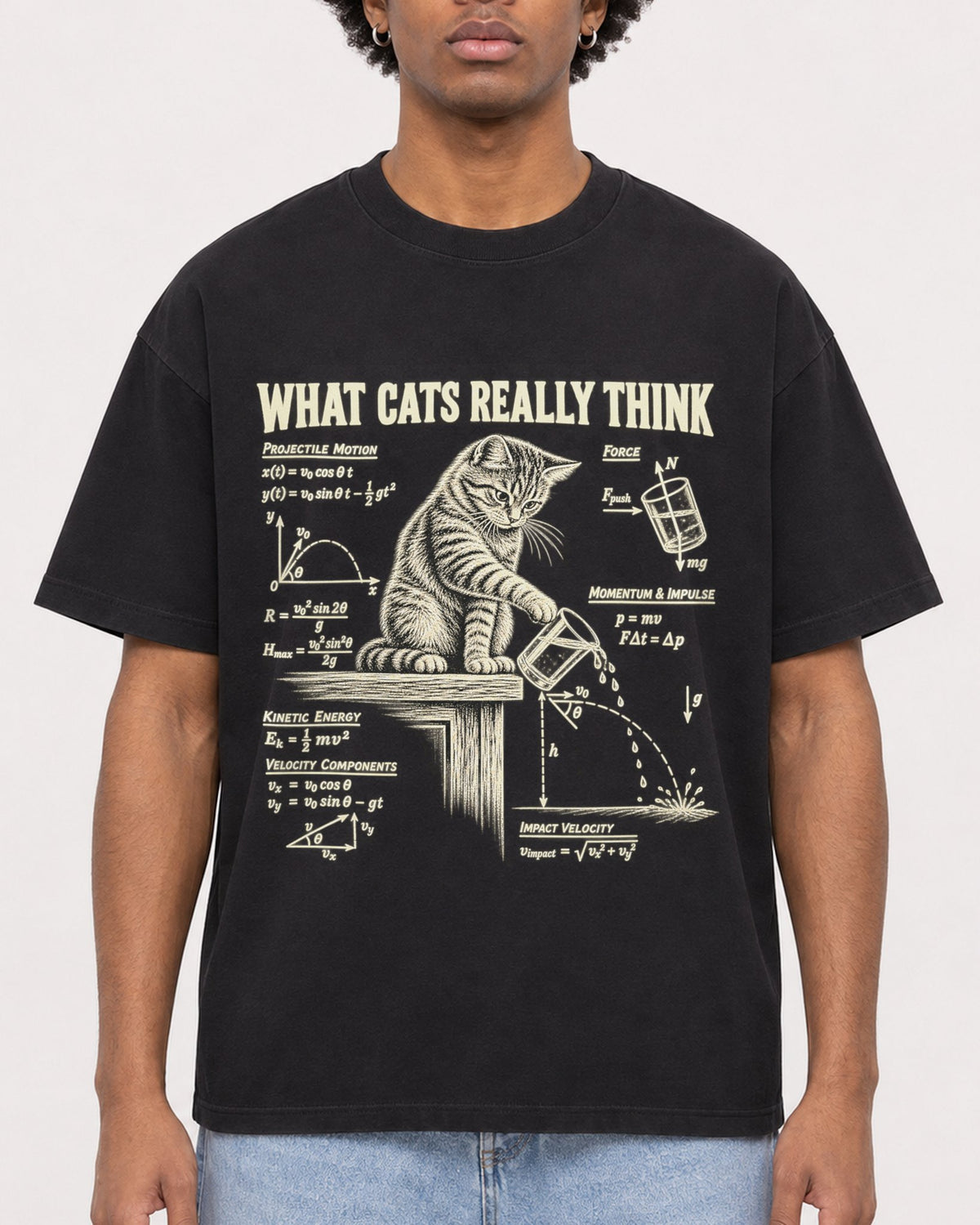 Mockup Boxy Heavyweight Tee Black male close-up 45