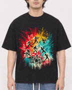 Mockup Boxy Heavyweight Tee Black male close-up 03