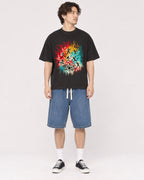 Mockup Boxy Heavyweight Tee Black male full-body 03
