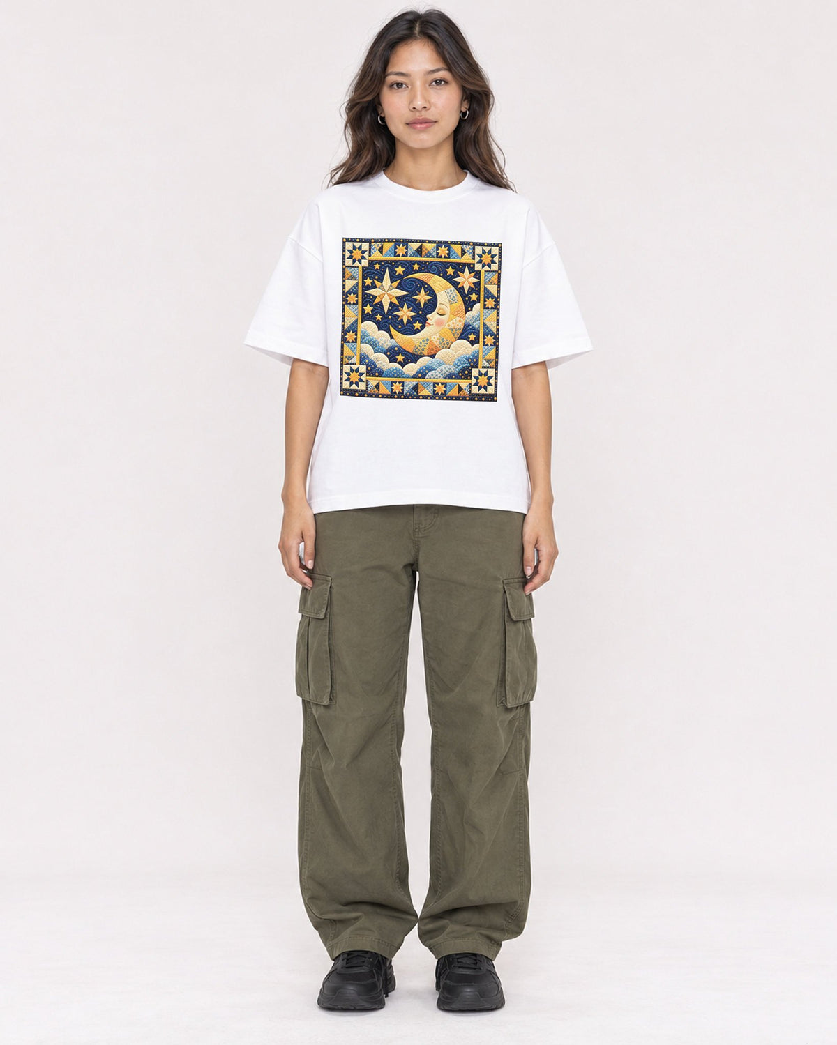 Mockup Boxy Heavyweight Tee White female full-body 02