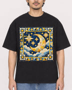 Mockup Boxy Heavyweight Tee Black male close-up 02