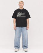 Mockup Boxy Heavyweight Tee Black male full-body 33