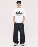 Mockup Boxy Heavyweight Tee White male full-body 01