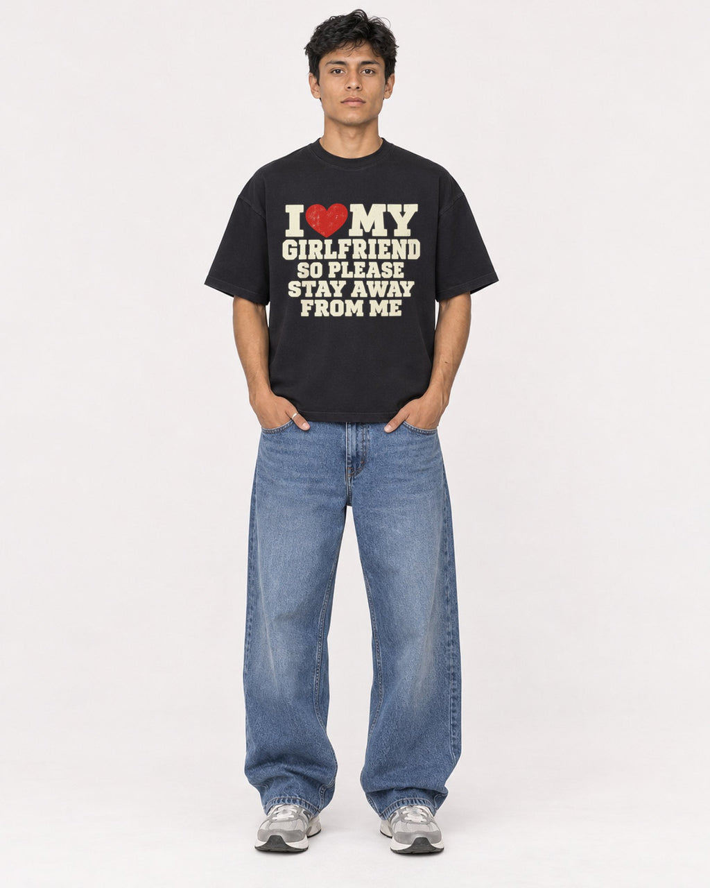 Mockup Boxy Heavyweight Tee Black male full-body 46