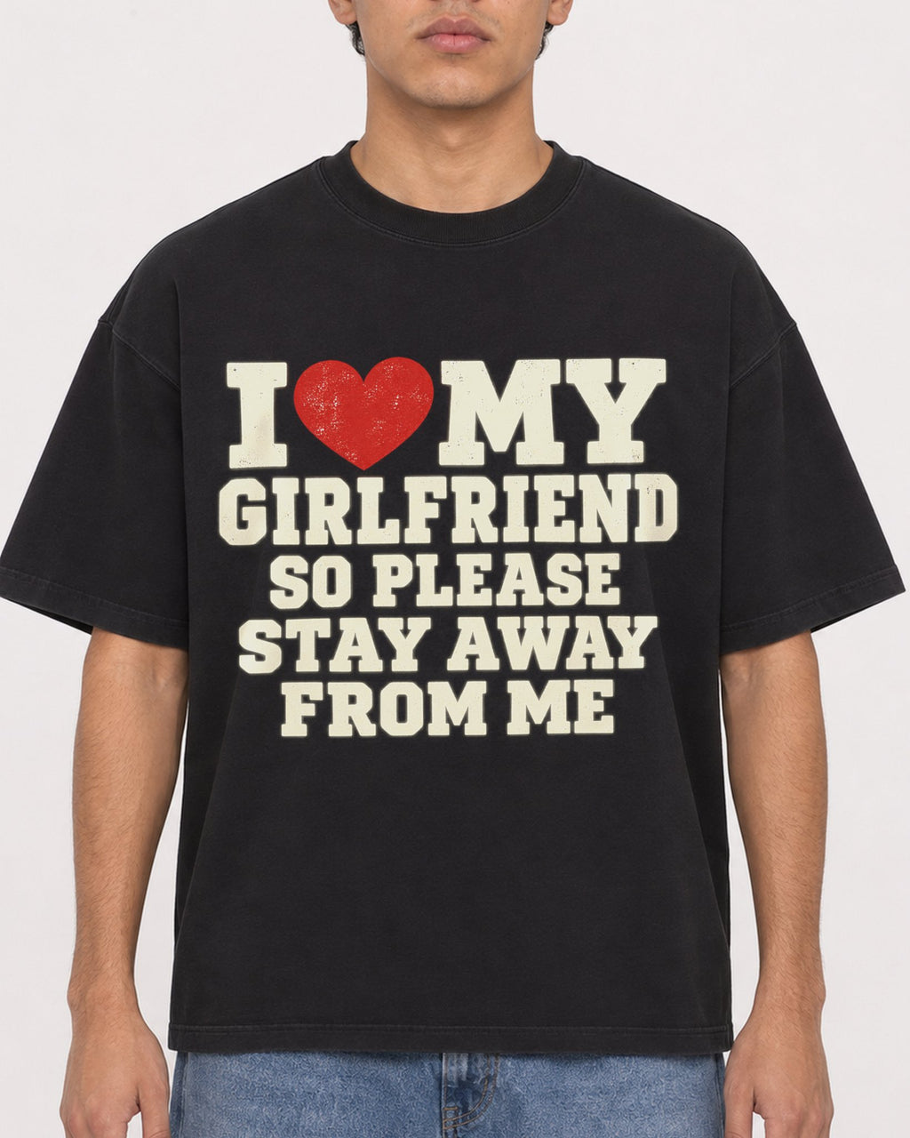Mockup Boxy Heavyweight Tee Black male close-up 46