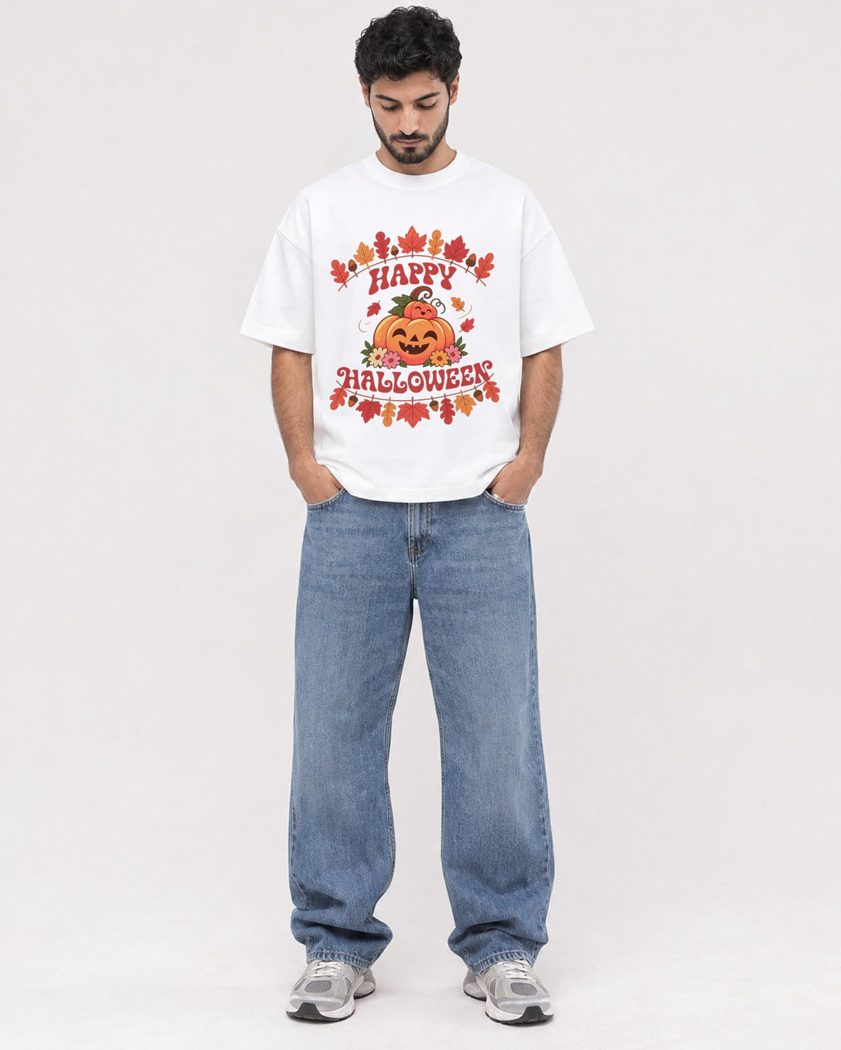 Mockup Boxy Heavyweight Tee White male full-body 07