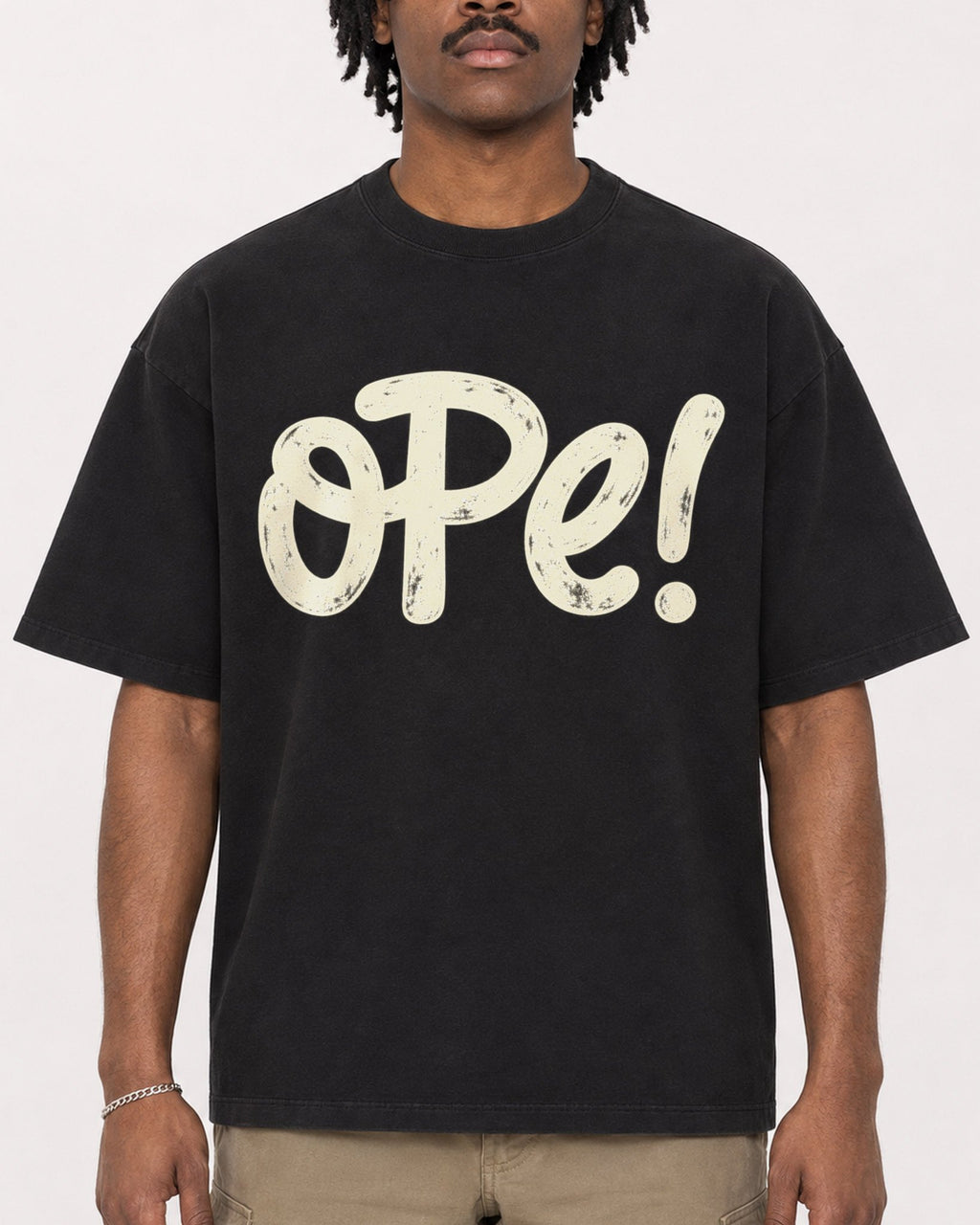 Mockup Boxy Heavyweight Tee Black male close-up 04