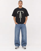 Mockup Boxy Heavyweight Tee Black male full-body 50