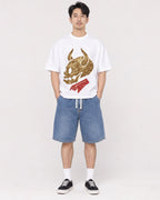 Mockup Boxy Heavyweight Tee White male full-body 13
