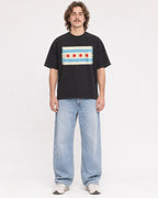 Mockup Boxy Heavyweight Tee Black male full-body 49