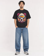 Mockup Boxy Heavyweight Tee Black male full-body 02