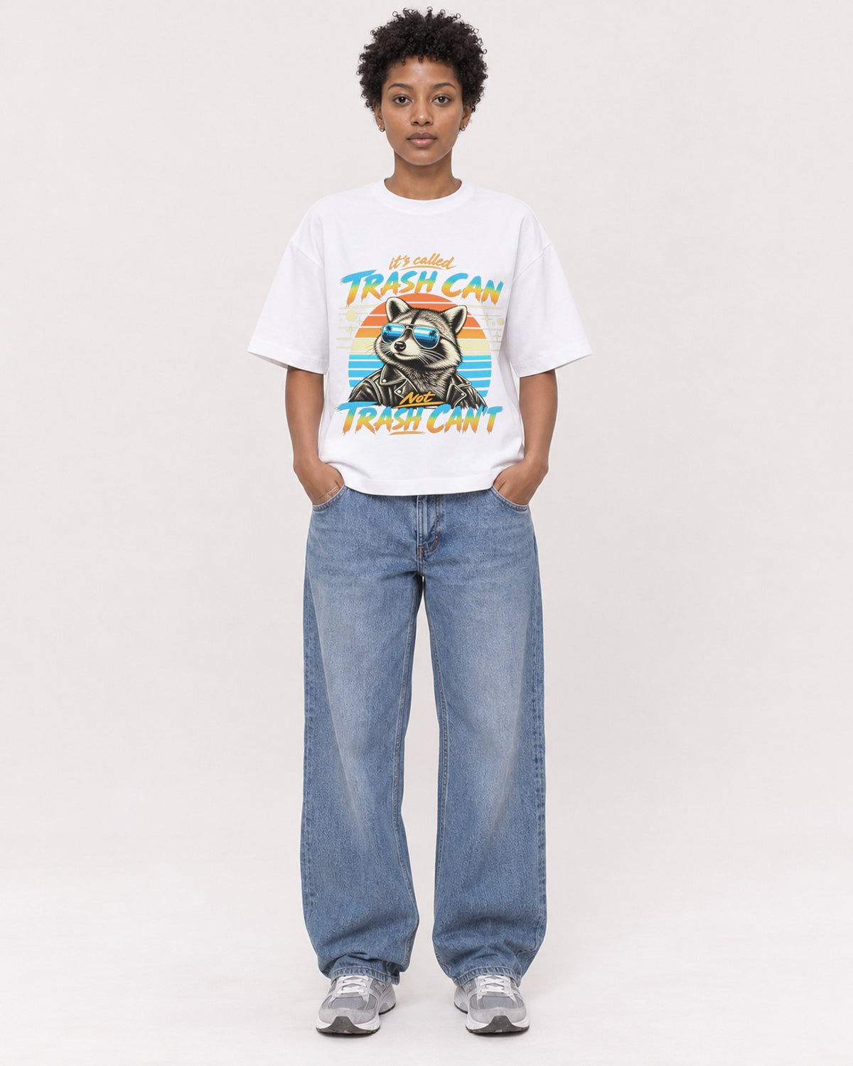 Mockup Boxy Heavyweight Tee White female full-body 35