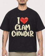 Mockup Boxy Heavyweight Tee Black male close-up 12