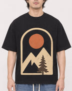 Mockup Boxy Heavyweight Tee Black male close-up 03