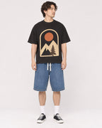 Mockup Boxy Heavyweight Tee Black male full-body 03