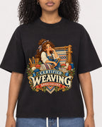 Mockup Boxy Heavyweight Tee Black female close-up 05