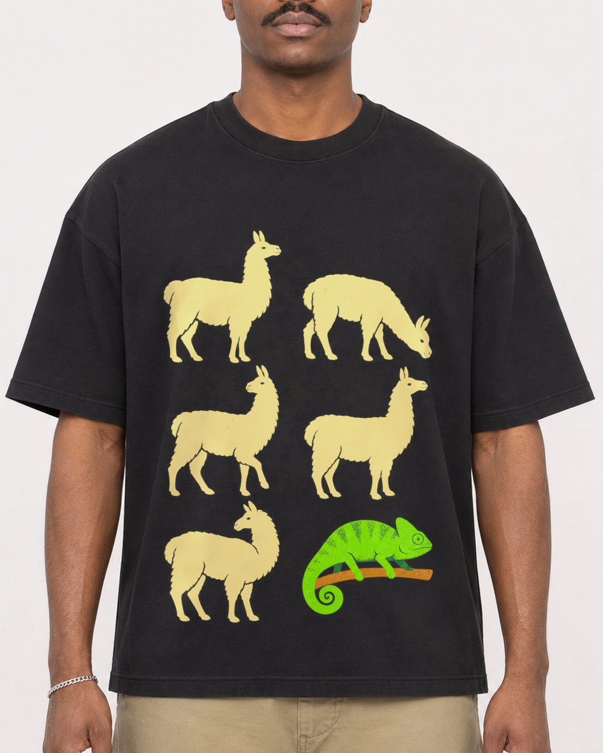 Mockup Boxy Heavyweight Tee Black male close-up 44