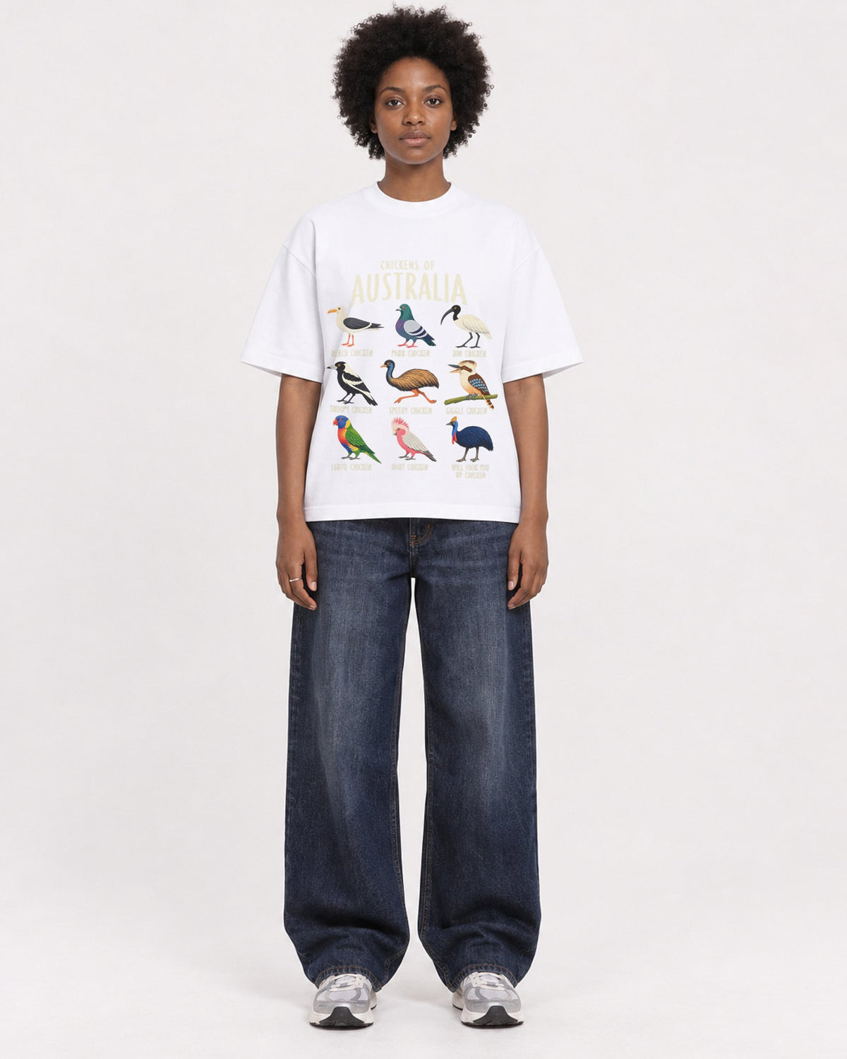 Mockup Boxy Heavyweight Tee White female full-body 14
