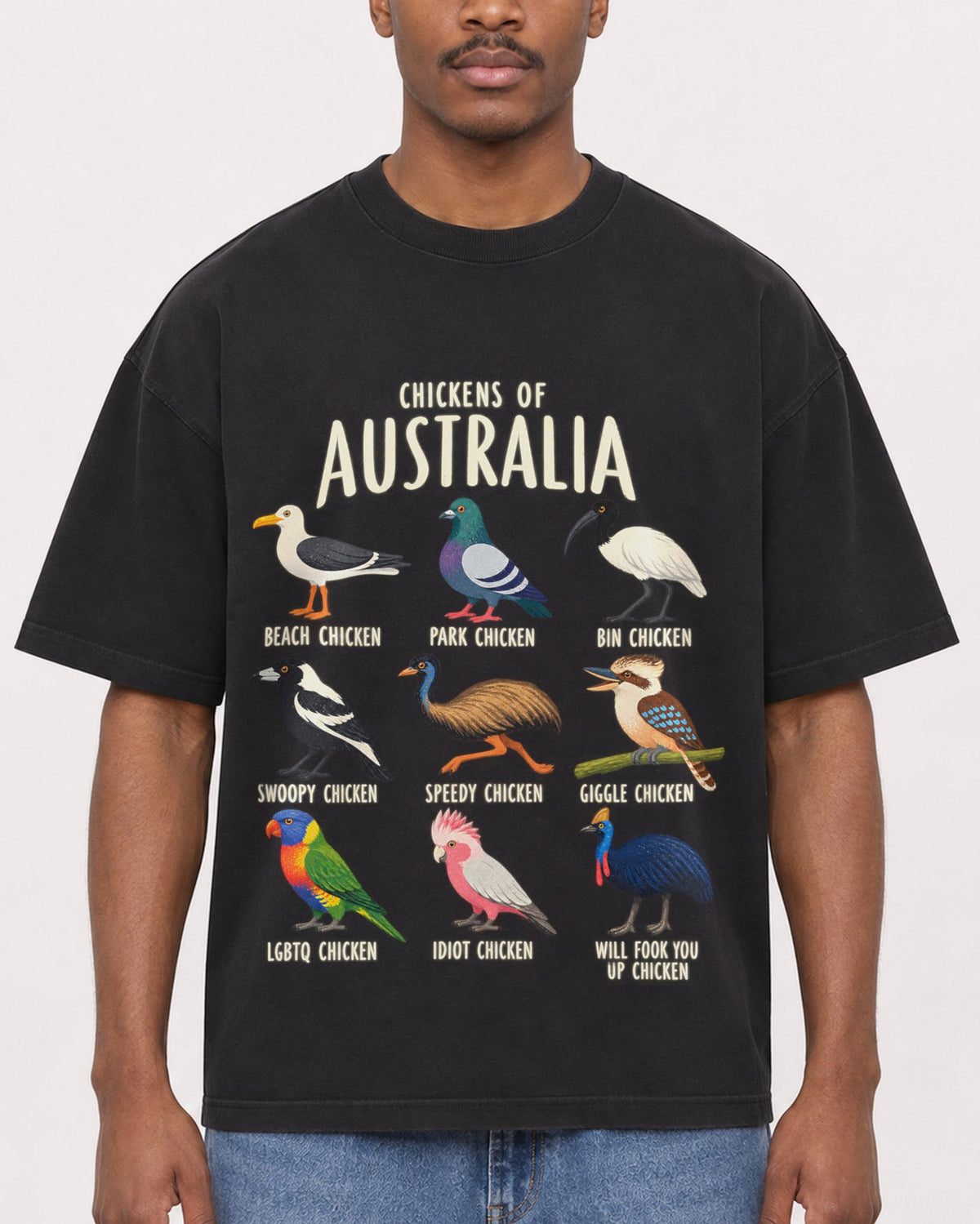 Mockup Boxy Heavyweight Tee Black male close-up 14