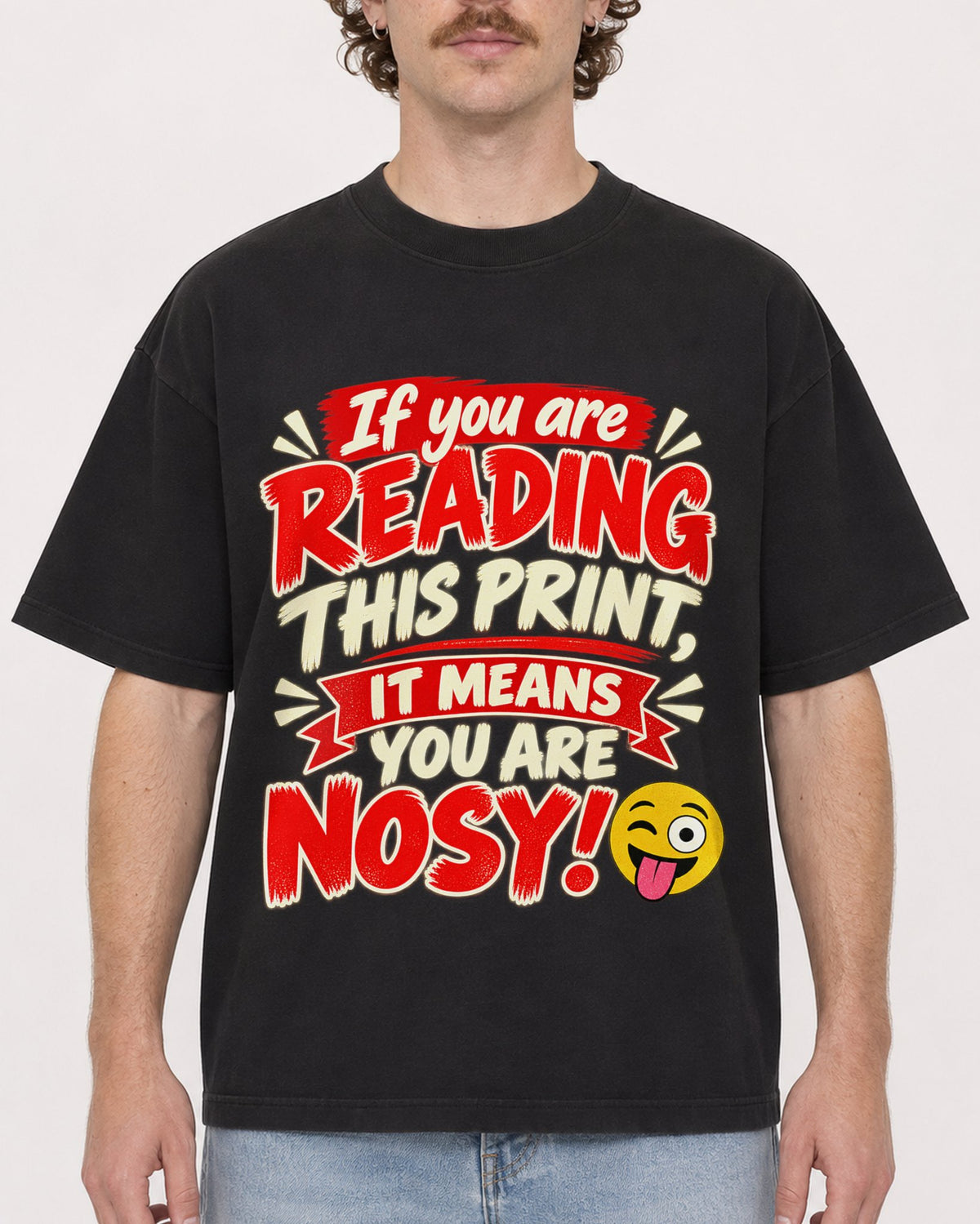 Mockup Boxy Heavyweight Tee Black male close-up 09