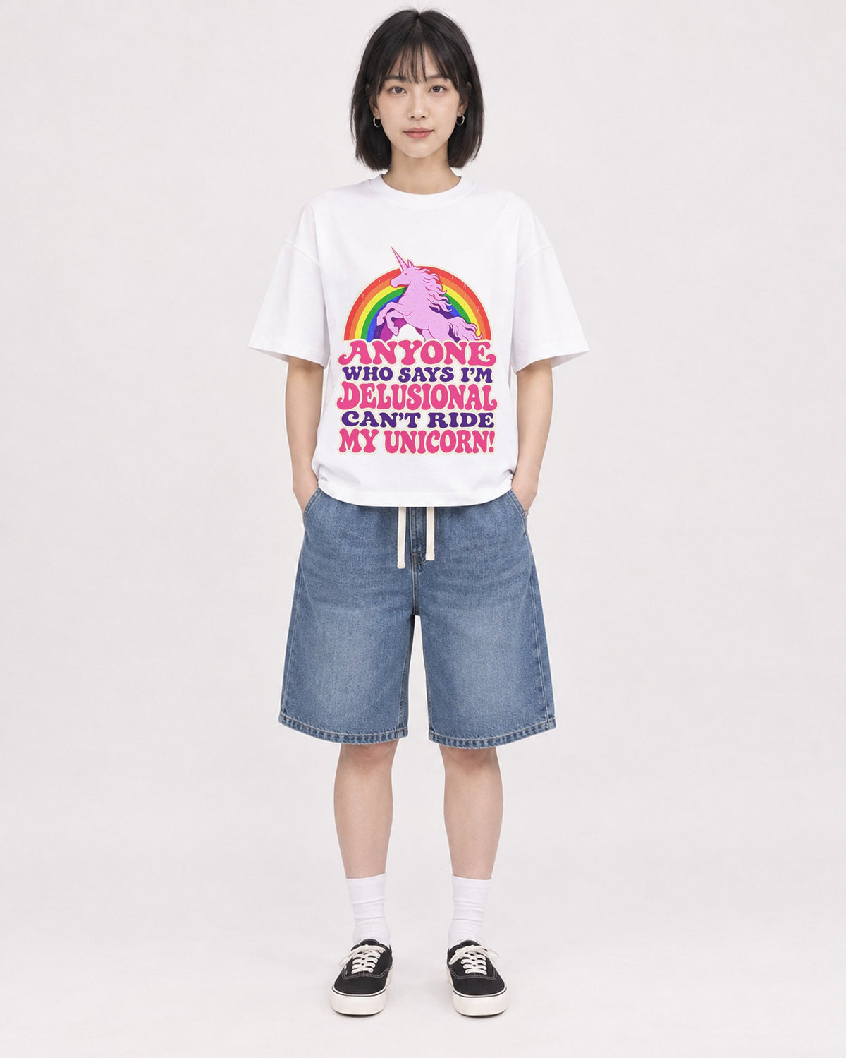 Mockup Boxy Heavyweight Tee White female full-body 11