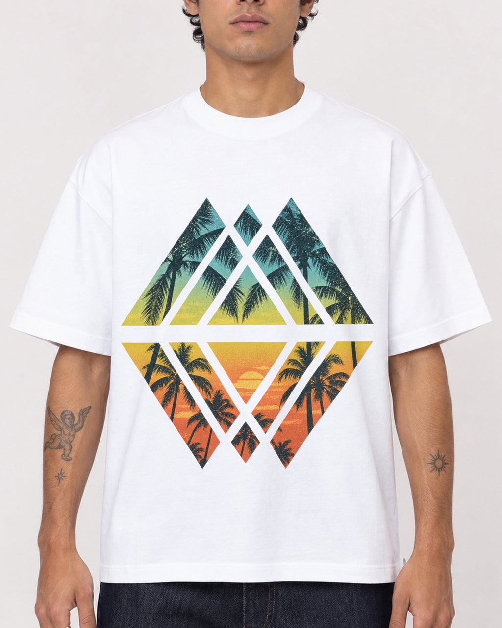 Mockup Boxy Heavyweight Tee White male close-up 06