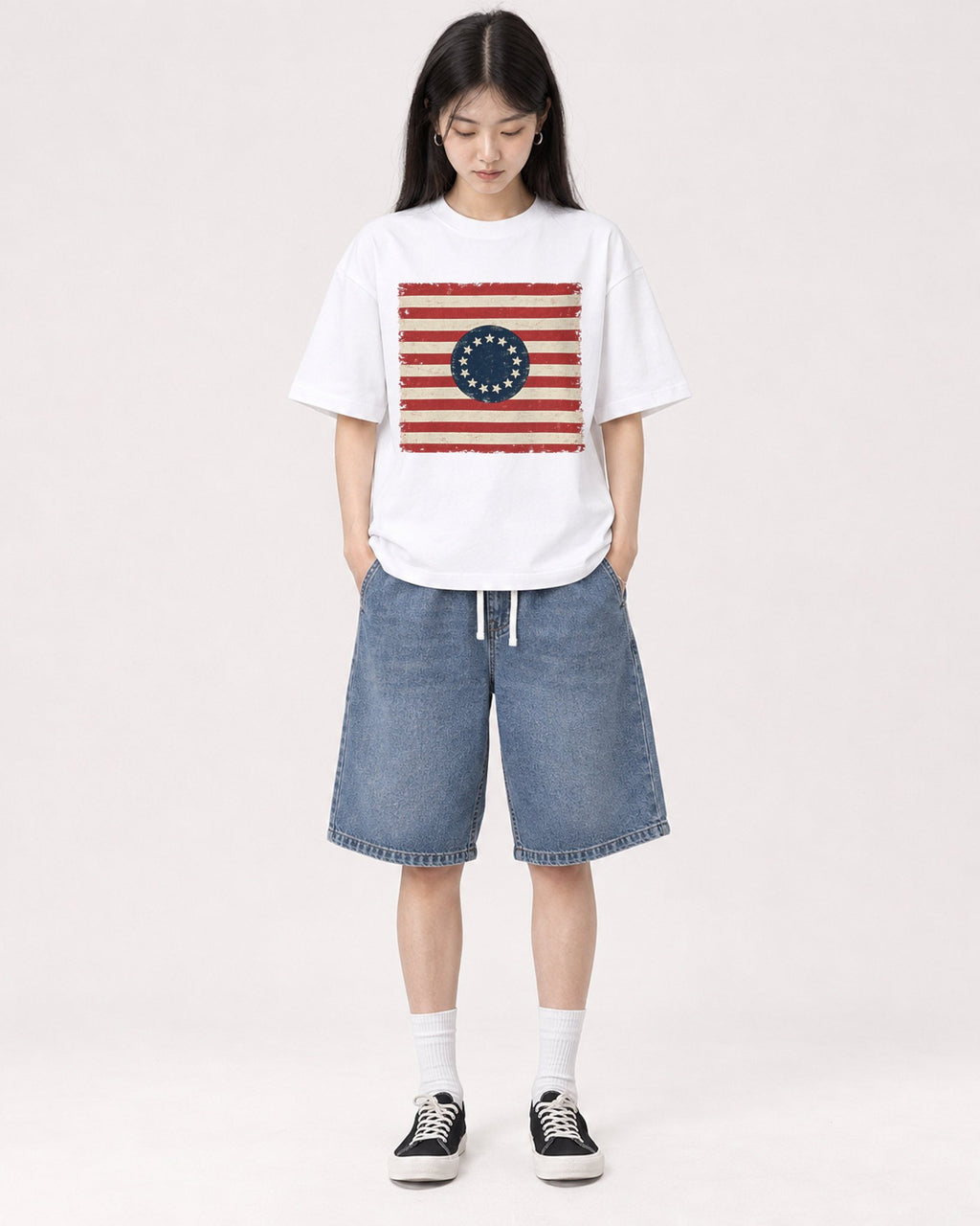 Mockup Boxy Heavyweight Tee White female full-body 01