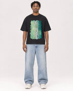 Mockup Boxy Heavyweight Tee Black male full-body 05