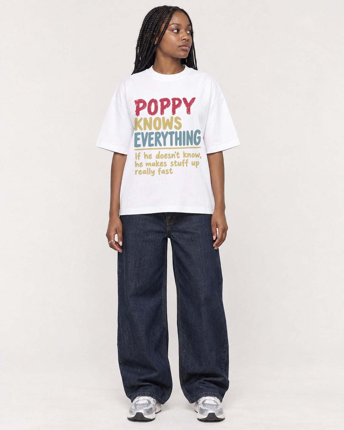 Mockup Boxy Heavyweight Tee White female full-body 04