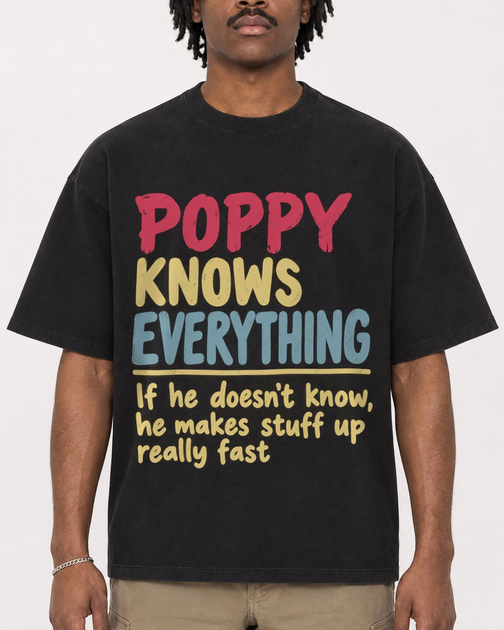 Mockup Boxy Heavyweight Tee Black male close-up 04
