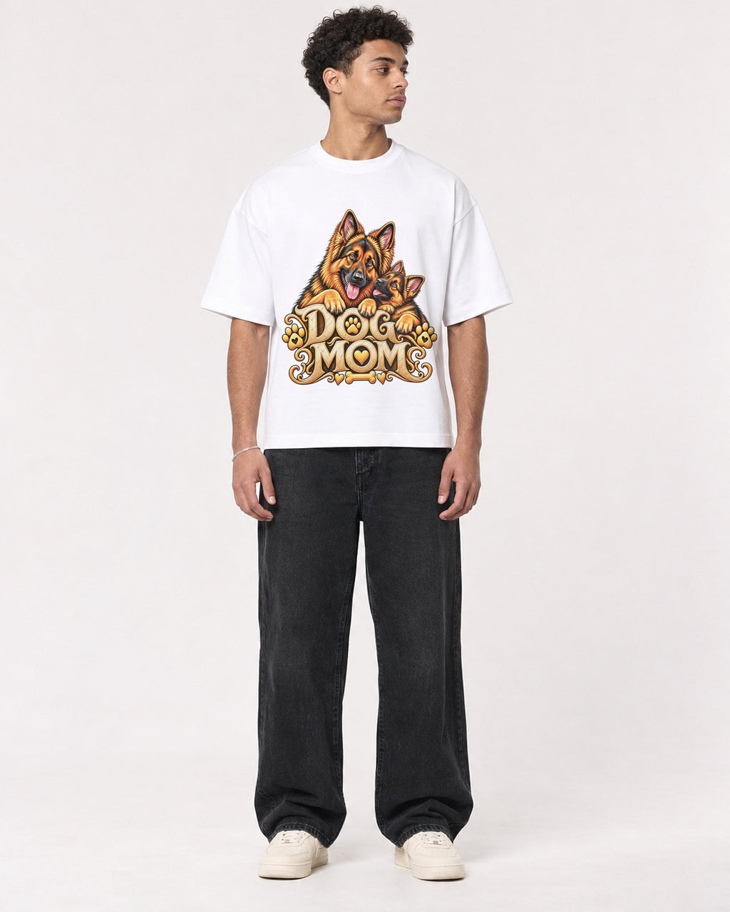 Mockup Boxy Heavyweight Tee White male full-body 10