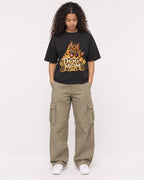 Mockup Boxy Heavyweight Tee Black female full-body 10