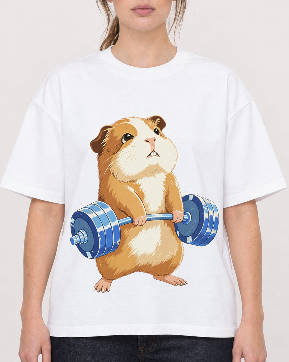 Mockup Boxy Heavyweight Tee White female close-up 29