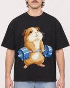 Mockup Boxy Heavyweight Tee Black male close-up 29