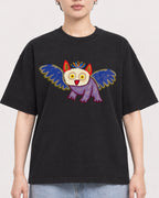 Mockup Boxy Heavyweight Tee Black female close-up 23